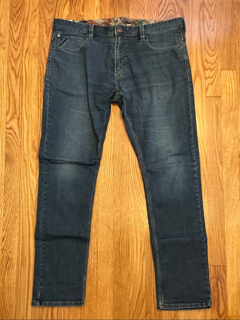 Slim Straight Men's Jeans in Dark Blue Stretch Denim
